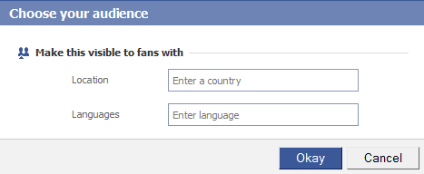 Fan page country and language choice